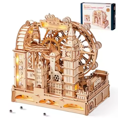 3D Wooden Puzzles for Adults, Marble Travel London, 431Piece 3D Puzzles, Marble Run Gift for Adults
