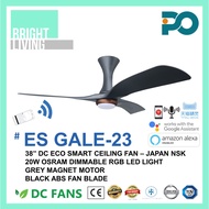 PO ES GALE-23 38/46/56" Smart WIFI-Enabled DC Ceiling Fan with 20W Dimmable RGB LED Light Kit