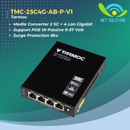 Tarmoc TMC-2SC4G-AB-P-V1 | Media Converter Switch 2SC 4LAN / 2 SC 4 LAN Gigabit POE IN 9-57 VOLT | 2