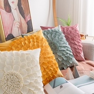 Handmade 3D Sunflower Pillow Covers Decorative Velvet Throw Pillow Cover Aesthetic Flower Accent Cushion Cover for Couch Bed Chair Decor Euro Shams