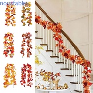 NOVAFABLE​ Artificial Maple Garland, 1.7m Creative Red Autumn Maple Leaves, Hanging Vine Silk Maple 