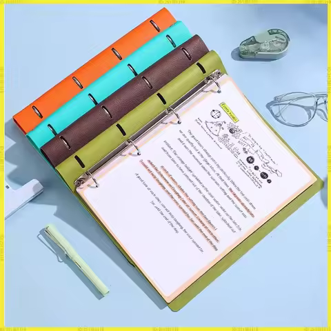 Generic A4 PU Leather Notebook Binder Refillable 3 Round Ring Binder Cover For A4 Filler Paper Perso
