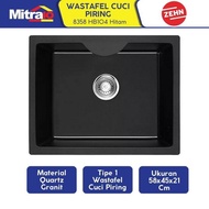 Wastafel Granite Zehn+ 1 Kolom Hitam 58x45x21cm 8358 HB104 - Single Sink Black - Magicstore9