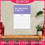 biuboom Durable Adhesive Paper Calendar 2024 Wall Calendar 2024 Inspirational Monthly Wall Calendar Double Coil Page Turning Adulting Is Hard Theme Home Office Decoration less