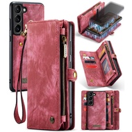 Caseme 008 Genuine Leather Wallet Case For Samsung Galaxy NOTE 20 Ultra 10 PRO S20 PLUS A12 5G A51 A71 A13 A14 Strap Flip Zipper With Cards Slot Phone Stand Cover Luxury