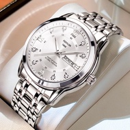 Brand Business Watch for Men Luxury Diamond Waterproof English Double Calendar Men's Watch Automatic Non-mechanical Luminous Swiss Gold Watch Quartz Watch