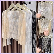 YUJINI Hollow Cardigan, Lace Chiffon Beach Shirt, Casual Long Sleeve Lightweight Hollow Sunproof Blo