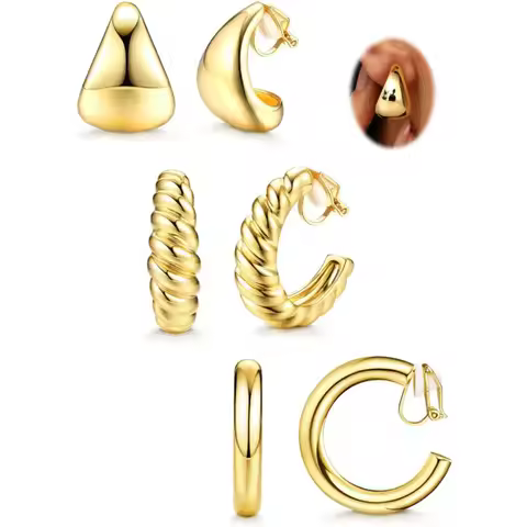 Bobisty 3 Pairs Hypoallergenic Non Pierced Earrings Clip for Women for Sensitive Ears Earings Set We