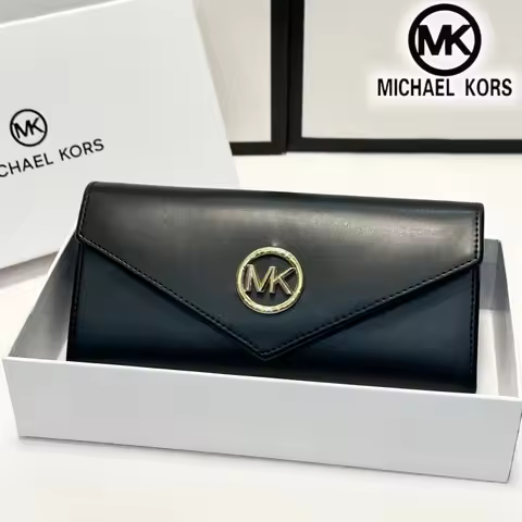 2022026 Michael Kors Women's Fashion Leisure Premium Two Fold Long Wallet MK Luxury Solid Color Mult