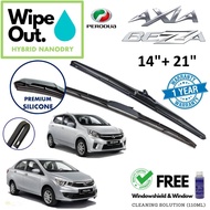 [PREMIUM] Perodua Axia / Bezza WipeOut HYBRID NANODRY SILICONE Wiper Blade with Dual-Shield Technology 14" + 21" (Front Set) FREE Windshield &amp; Windows Cleaning Solution