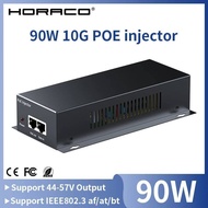 HORACO 90W 10G POE Injector IEEE 802.3af 802.3at 802.3bt 10000Mbps Plug&Play PoE for IP Camera,VoIP 