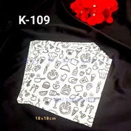 K-109 baking paper black bakery motif pizza burger 10pcs size 18x18cm
