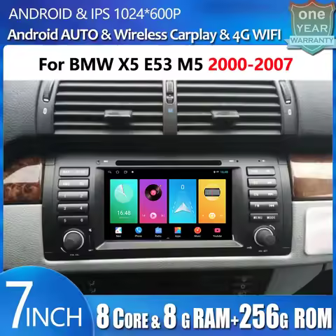 7''Android 15 IPS DVR BT For BMW X5 E53 M5 2000-2007 Car Radio Multimedia Player GPS Navigation Ster