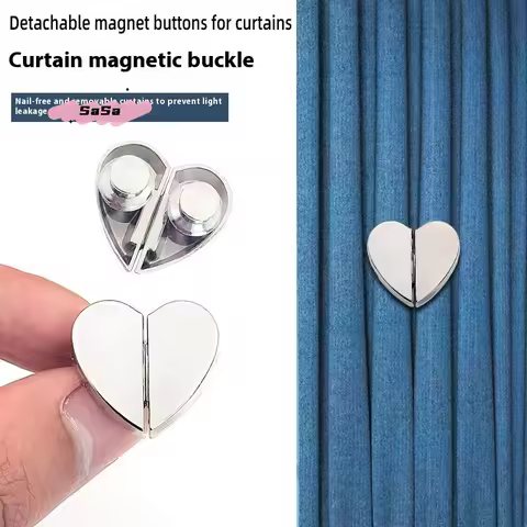 Heart-Shaped Curtain Magnetic Buttons Detachable Metal Buckle Adjustment Fix Fastener Clip for Windo