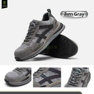 รองเท้าเซฟตี้สนีกเกอร์ รุ่นOZUKA  สีเทา กันน้ำ มีแถบสะท้อนแสง หัวเหล็ก พื้นกันลื่นทนต่อสารเคมี หนังก