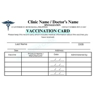 Vaccination Card (Adult / Kids) 3"x5" size, 1/8 index card, Immunization Card or A5 Folded Vax Card