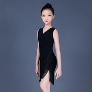 Latin Regulations Girls One-Piece Dance Dress Teenage Children Latin Costume Fringed Dance Dress Lat