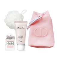 Dior花樣迪奧限量粉色水桶包4件組(水桶包+淡香水+乳液+沐浴球)