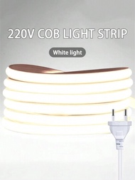 220v Led膠帶高亮度cob Led燈條,用於房間的防水led燈條,彈性條帶適用於室外庭院照明