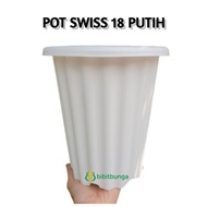 Pot Swiss 18 Tinggi Pirus Yogap Tanaman Hias Bunga Plastik Hitam Putih
