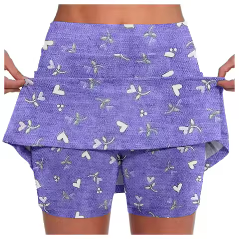 Womens Casual Prints Tennis Pocket Skirt Yoga Sport Active Skirt Shorts Skirt Women Chiffon Skirts