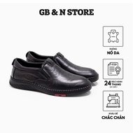 Trendy soft leather men's dress shoes, rubber sole code 666 -1 - Black - GB&N STORE
