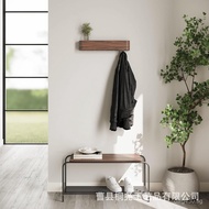 Entryway Wooden Wall-Mounted Hook Rack Walnut Wood NNA8