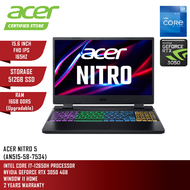 100% Genuine Acer Gaming Laptop Nitro 5 7534 (15.6 Inch FHD IPS 165Hz |   Intel I7 12650H |   16GB R