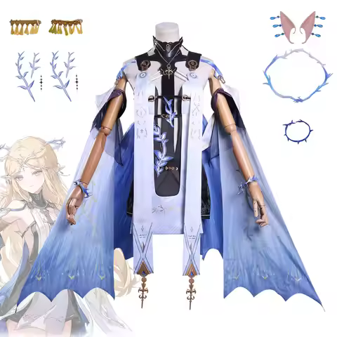 Game Wuthering Waves Wuwa Cartethyia Cosplay Costume Full Set Blue Sensual Dress and Wig Game Clothe