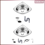 [BububuMY] Corner Bathroom Sink Wall Mounted Water Triangle Basin Sink for Apartment RV