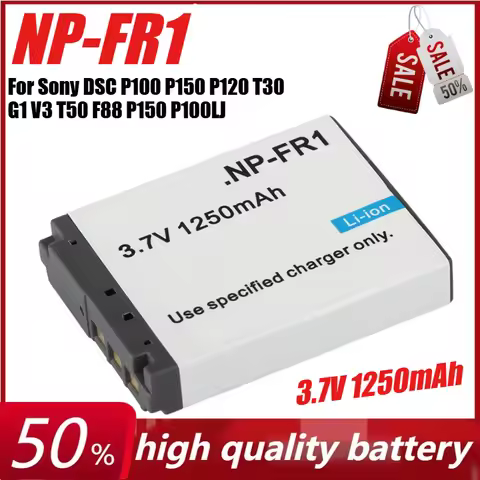 3.7V 1250mAh NP-FR1 Camera Battery for Sony DSC P100 P150 P120 T30 G1 V3 T50 F88 P150 P100LJ P100PP 