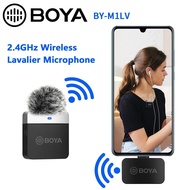 BOYA BY-M1LV 2.4GHz Wireless Lavalier Microphone Audio Sound Recording Vlog Mic For Phone