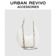 URBAN REVIVO ใหม่ผู้หญิงอุปกรณ์เสริมแฟชั่นกระเป๋าพับ crescent AW11BB2F2000 Ivory white