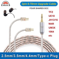 okcsc 0.78 2PIN to 3.5mm 4 Core Upgraded Replacement Earphones Cable IEM Cable for Astell&Kern Diana