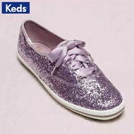 Bling~keds Katespade Sweet Single Shoes Flat Ribbon French Taro Purple Sequin Casual Shoes well
