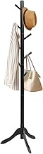 COSTWAY 175 cm Coat Stand with 8 Hooks, Wooden Clothes Rack, Height-Adjustable in Tree Shape, Jacket
