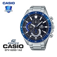 นาฬิกา โครโนกราฟ EFV-620D-1A2 หน้าปัดดำ-น้ำเงิน สายสเตนเลสสตีล พร้อมส่ง