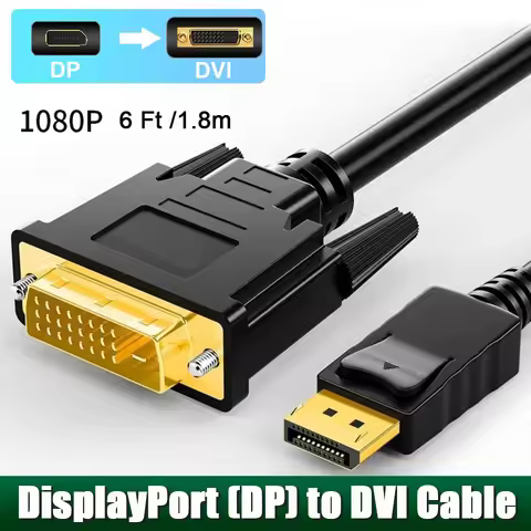 1080P HD Cord DisplayPort to DVI Adapter DP to DVI Converter Male to Male Display Port DVI Cable DP 
