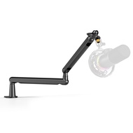 FIFINE Microphone Boom Arm Adjustable Low Profile Mic Arm with Desk Mount ClampCable Storage for Str