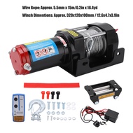 Electric Winch Kit with 5.5mmx15m Wire 4000LB 12V Wireless Remote Control Towing Winch for ATV UTV O