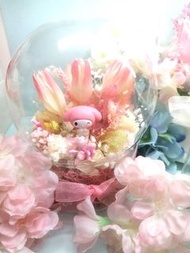 （現貨）My Melody 鬱金香保鮮花玻璃球 永生花 聖誕/生日/告白/情人節禮物