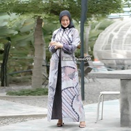 Baju Gamis Batik Wanita Dewasa Jumbo Modern Terbaru Kombinasi Lebaran