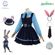 Judy Hopps Cosplay Costume Anime Zootopia Halloween Bunny Costume with Bunny Ears Uniform For Girls 