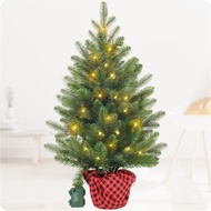 Artificial Christmas Tree 3FT Tabletop Mini Xmas Tree with Red Plaid