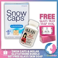 Mulan 4 in 1 60 Caps and Snow Caps L-Glutathione Skin Whitening 30 Caps BUNDLE GET FREE SOAP
