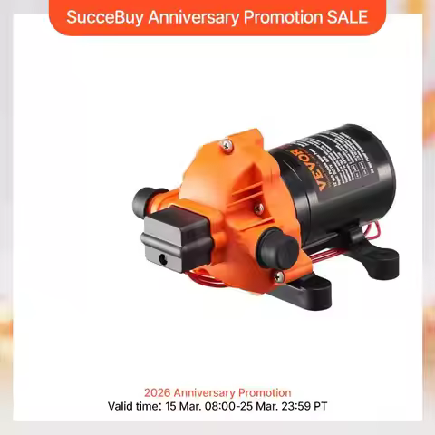 VEVOR 12V Diaphragm Pump 1.8/3/3.5/5 GPM 3/4/5-Chamber 40-100 PSI Adjustable 1/2'' MNPT Port for RV 