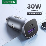 UGREEN Car Charger Type C USB A QC 4.0 3.0 PD Fast Charger for iPhone Xiaomi Huawei Mobile Phone