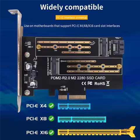 C9-1 PCS Dual M.2 NVME To Pcie 4X M2 SSD Adapter B/M Key Support PCI Express 3.0 2230-2280 Hard Driv