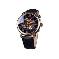 UN BEL TOCCO Antique Style Skeleton Mechanical Watch Men's Hand - Raleigh Classic (Black/Gold)