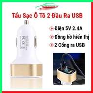 2 usb 5VDC 2.4 a output car charger with input voltage display